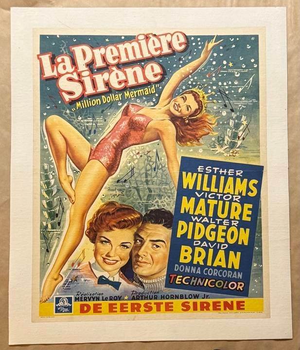 Million Dollar Mermaid (1952) Belgian Affiche Linen Backed Poster – Esther Williams, Directed by Mervyn LeRoy