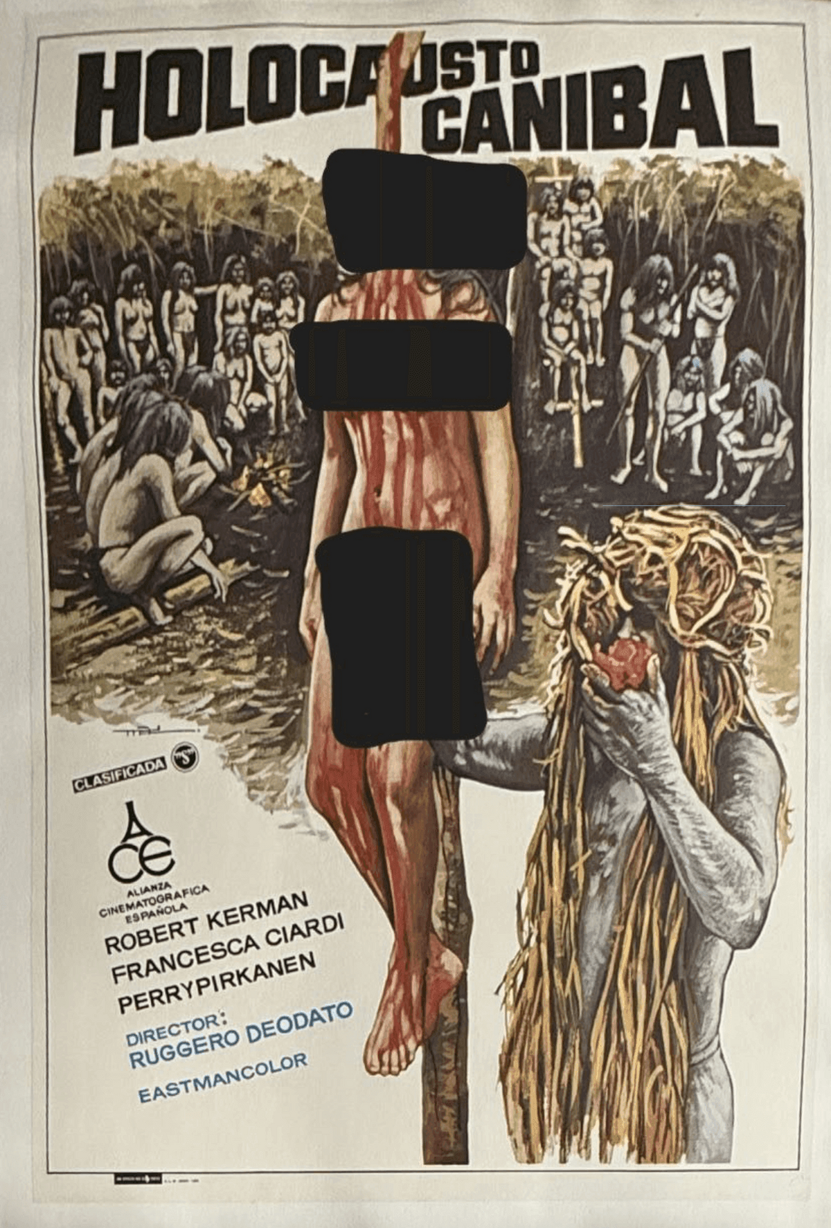 Cannibal Holocaust (1980) Linen Backed Poster – Ruggero Deodato, Robert Kerman
