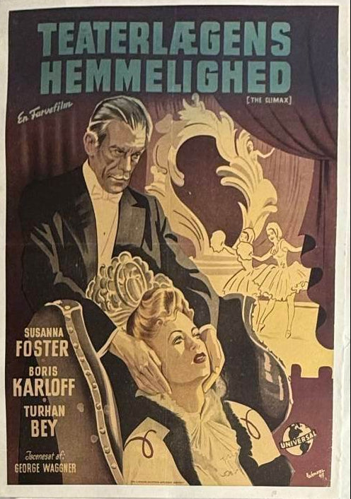 The Climax (1944) Danish Linen Backed Poster – Boris Karloff, Susanna Foster, Directed by George Waggner
