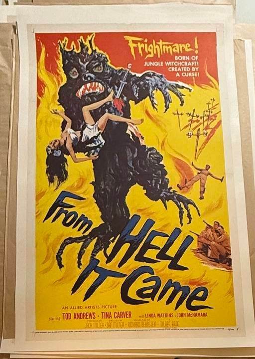 From Hell It Came (1957) U.S. One Sheet Linen Backed Poster – Tod Andrews, Directed by Dan Milner
