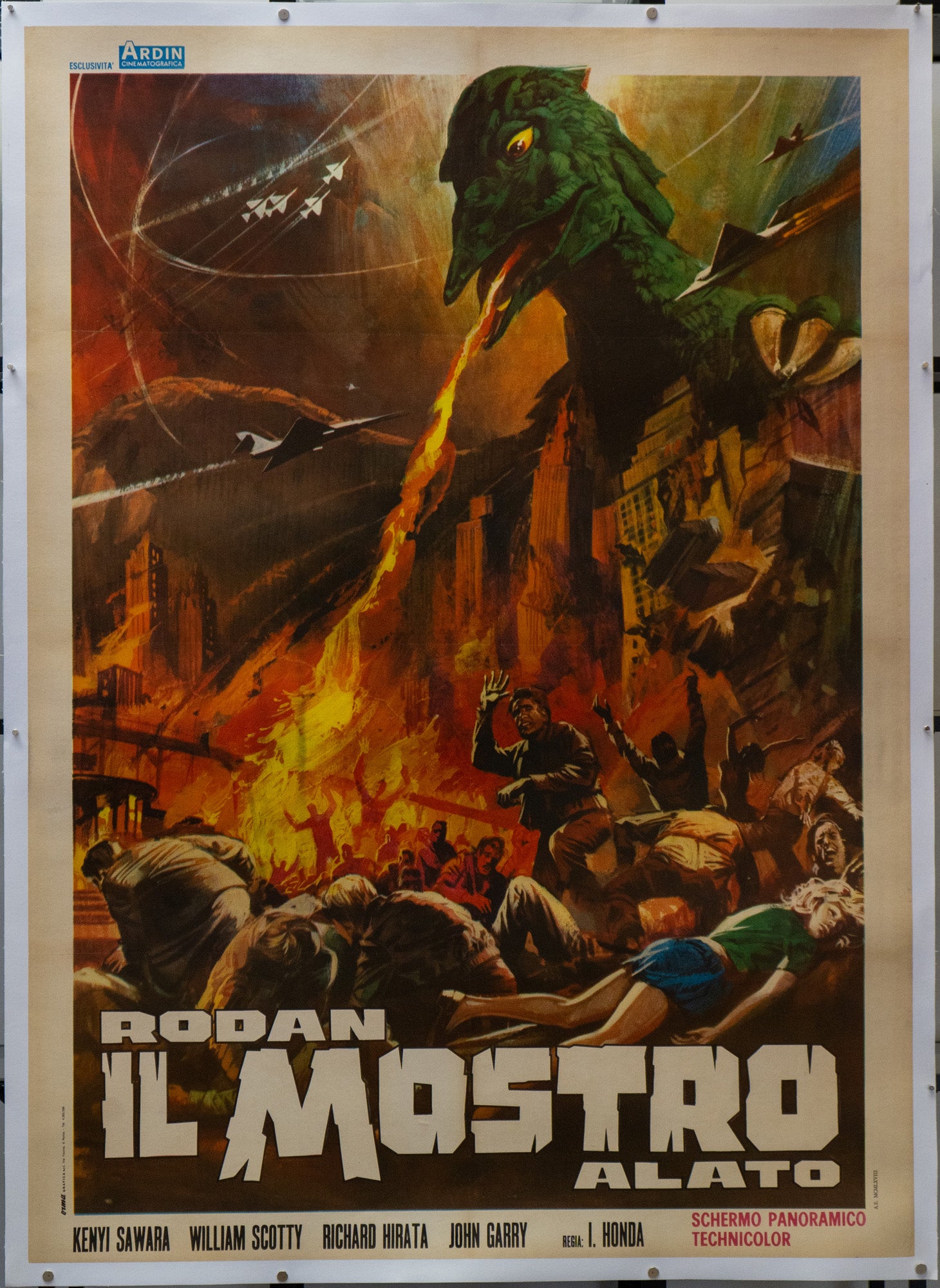 Vintage movie poster for 'Rodan, Il Mostro Alato' 