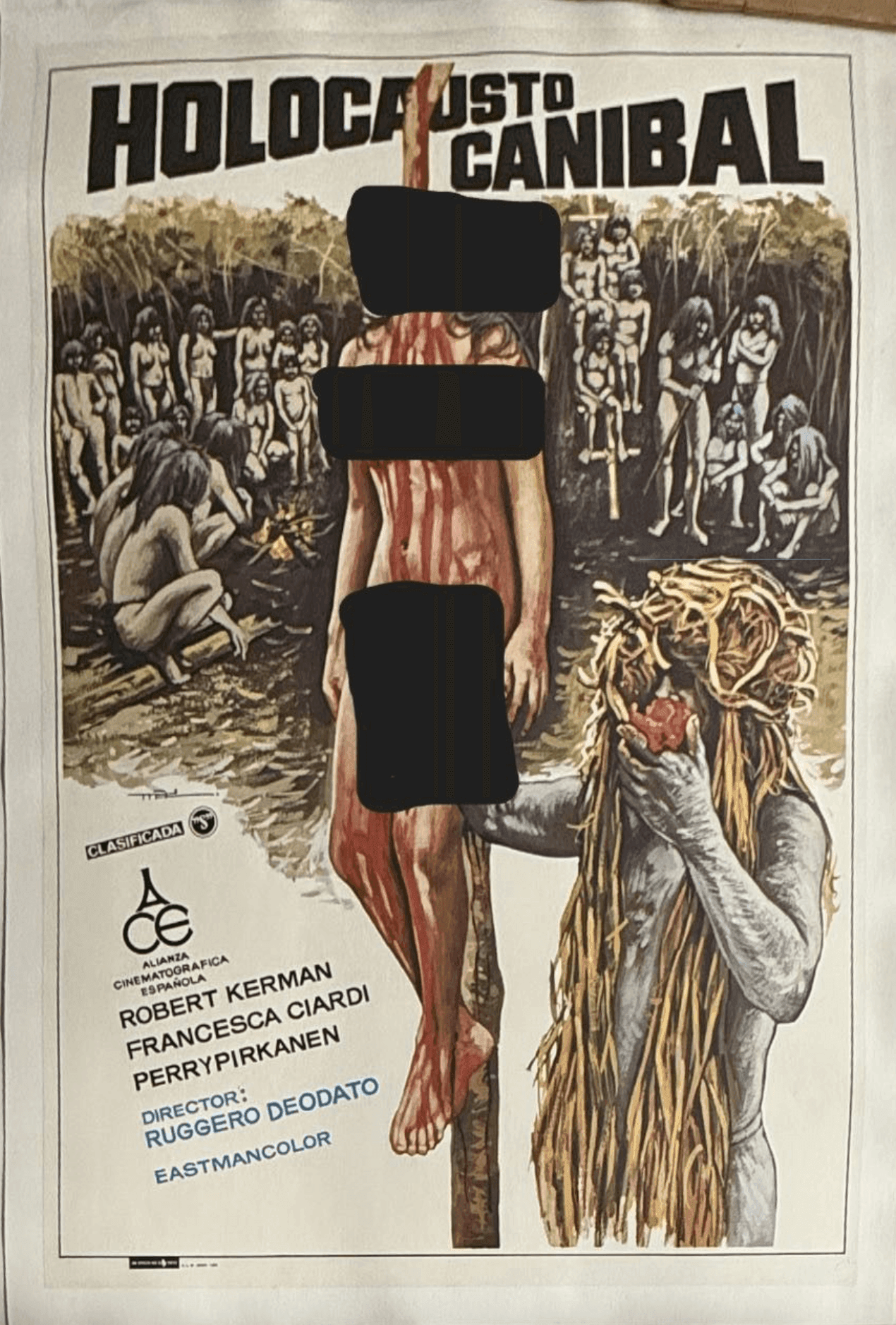 Cannibal Holocaust (1980) Linen Backed Poster – Ruggero Deodato, Robert Kerman