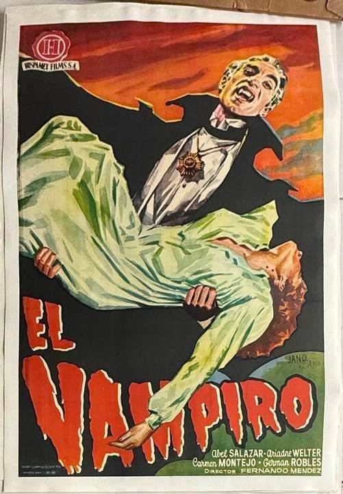 El Vampiro (1957) Spanish Linen Backed Poster – Directed by Fernando Méndez, Starring Germán Robles and Abel Salazar
