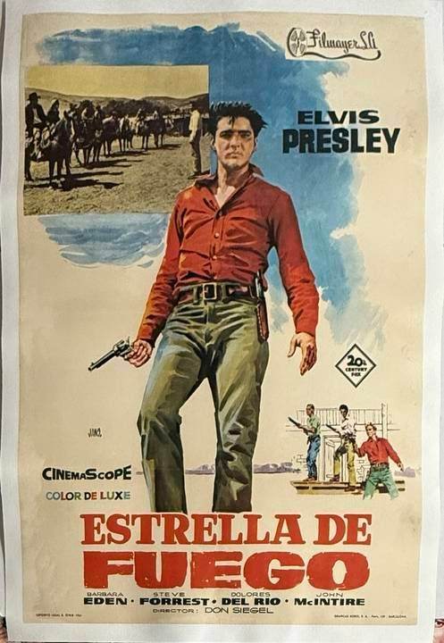 Flaming Star (1960) Mexican One Sheet Linen Backed Poster – Elvis Presley, Directed by Don Siegel
