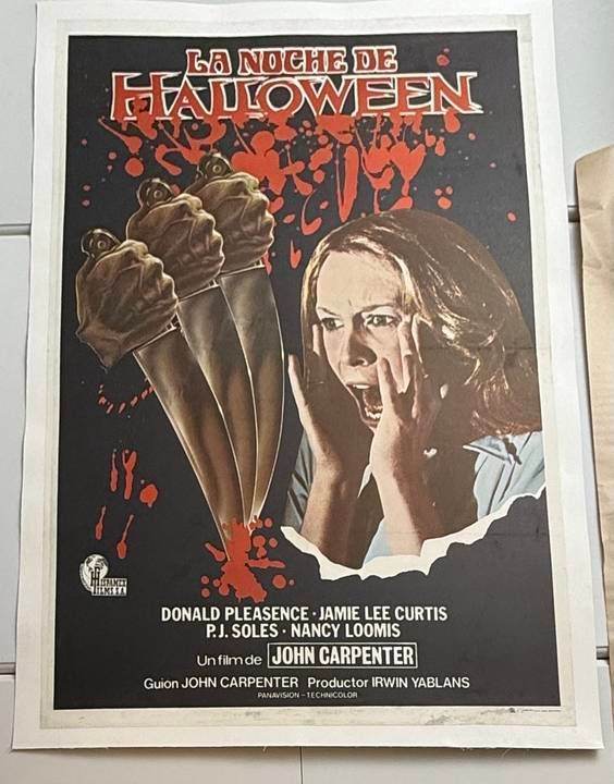 Halloween (1978) Spanish One Sheet Linen Backed Poster – Jamie Lee Curtis, Directed by John Carpenter