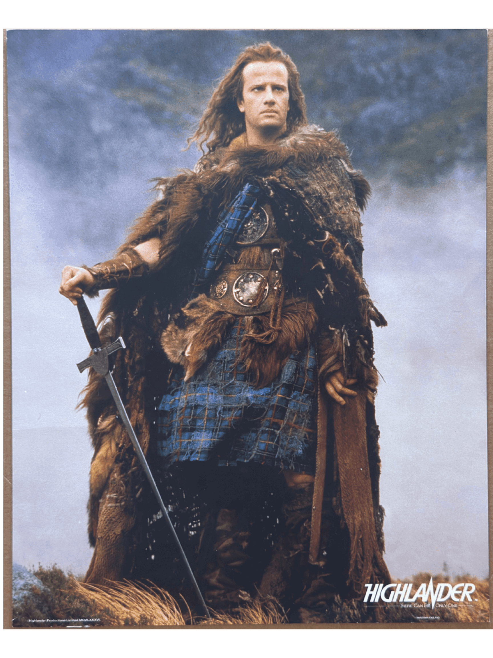 Highlander (1986) UK Quad Rolled Poster – Christopher Lambert as Connor MacLeod, Directed by Russell Mulcahy