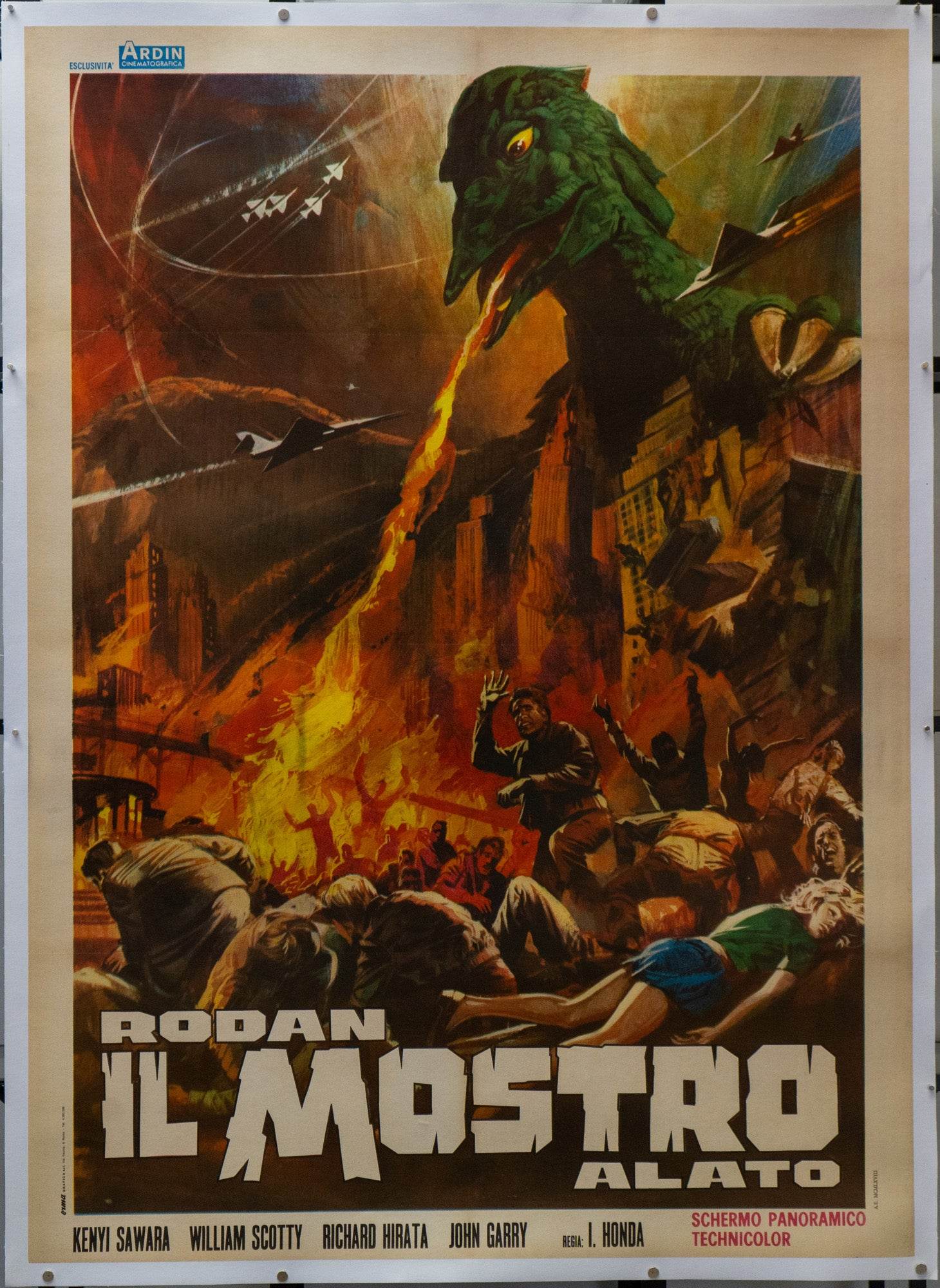 Rodan (1956) Linen Backed Poster – Ishirō Honda, Kenji Sahara, Yumi Shirakawa