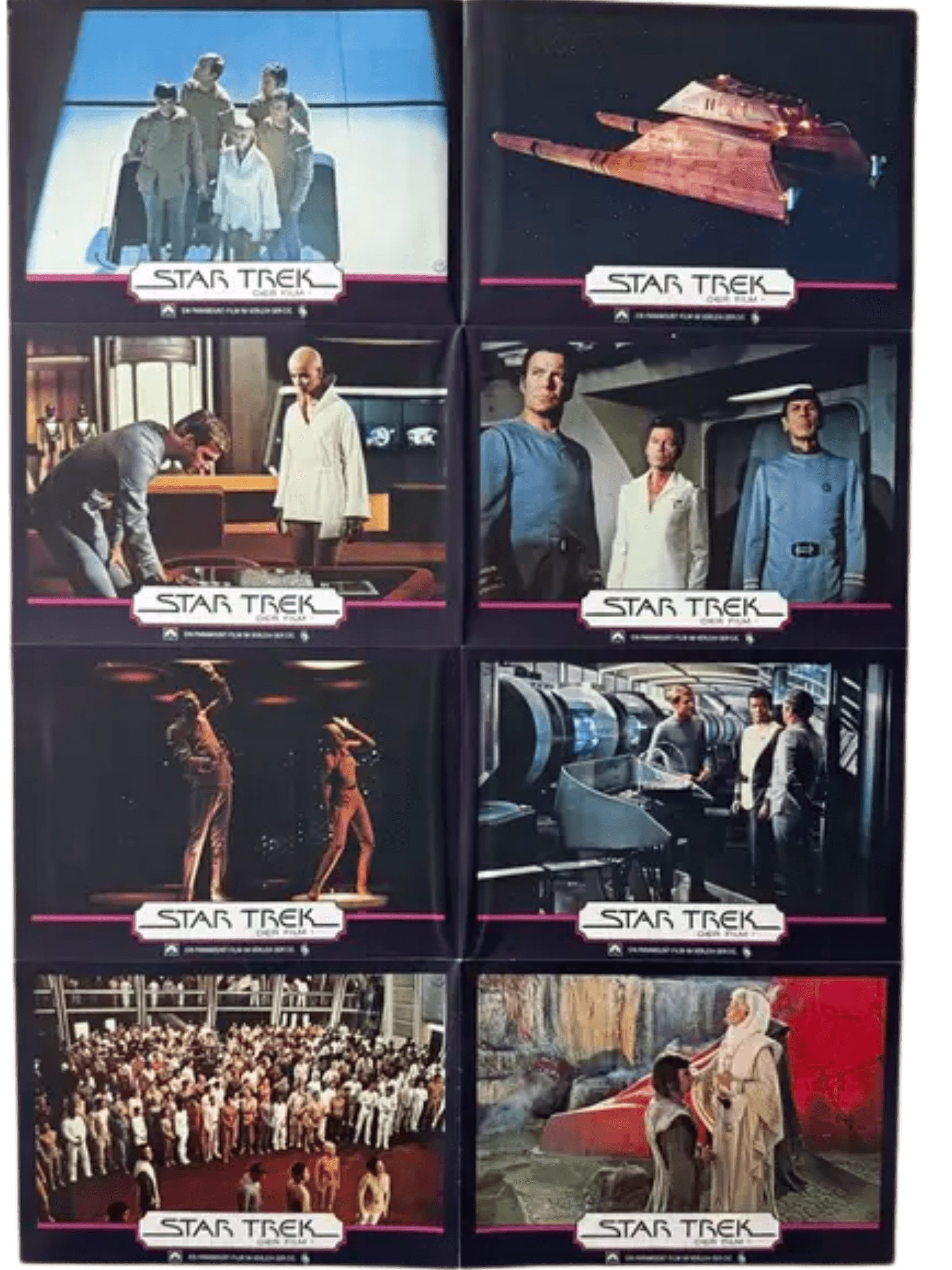 Star Trek: The Motion Picture (1979) German Lobby Card Set (Set 7) Linen Backed Poster – Directed by Robert Wise, starring William Shatner, Leonard Nimoy, and DeForest Kelley
