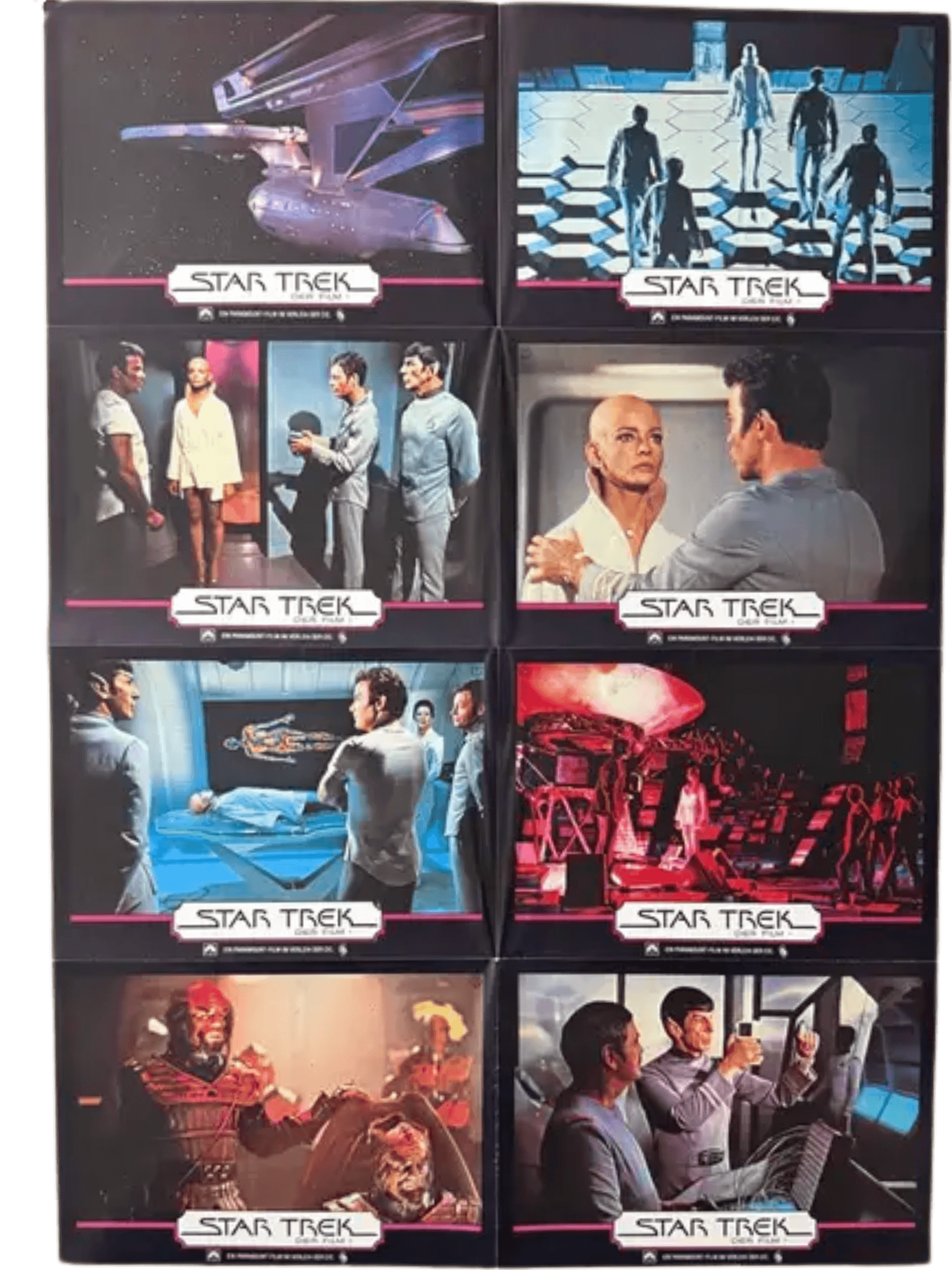 Star Trek: The Motion Picture (1979) German Lobby Card Set Linen Backed Poster – Directed by Robert Wise, starring William Shatner, Leonard Nimoy, and DeForest Kelley
