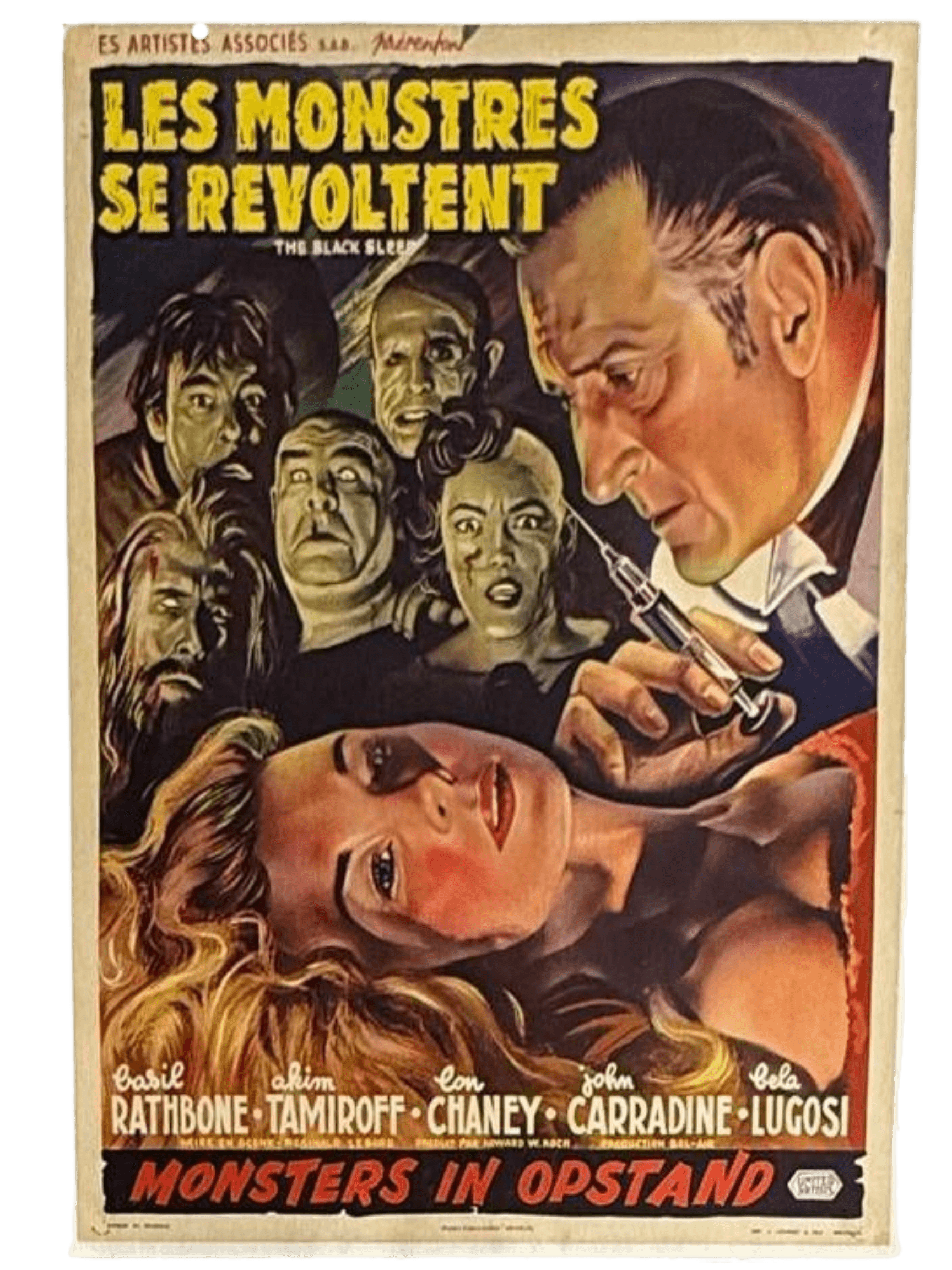The Black Sleep (1956) Belgian Linen Backed Poster – Basil Rathbone, Bela Lugosi, Lon Chaney Jr., Directed by Reginald Le Borg
