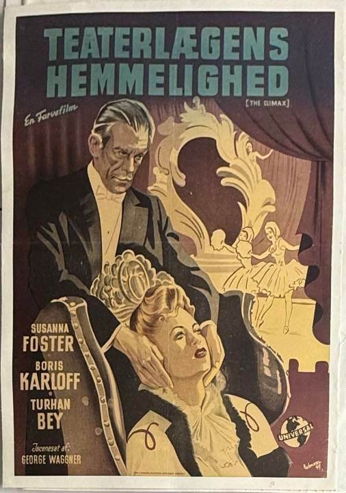 The Climax (1944) Danish Linen Backed Poster – Boris Karloff, Susanna Foster, Directed by George Waggner
