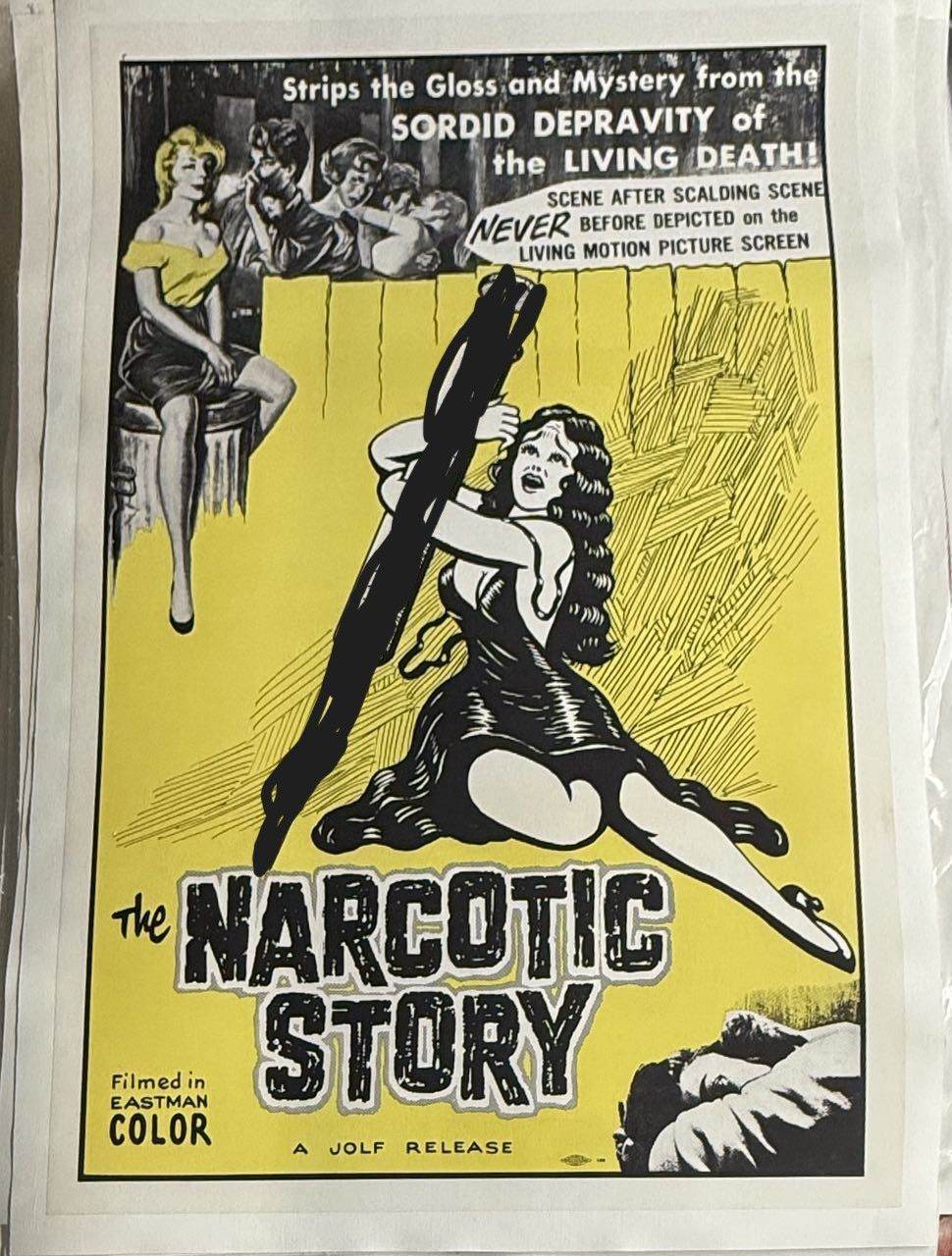 The Narcotic Story (1958) U.S. One Sheet Linen Backed Poster – Directed by Allen H. Miner, starring Jeanne Baird and Paul Dubov
