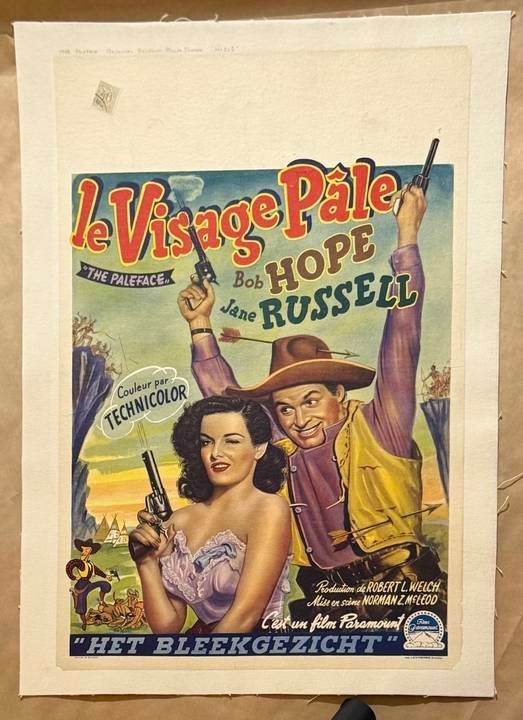 The Paleface (1948) Belgian Affiche Linen Backed Poster – Bob Hope, Directed by Norman Z. McLeod