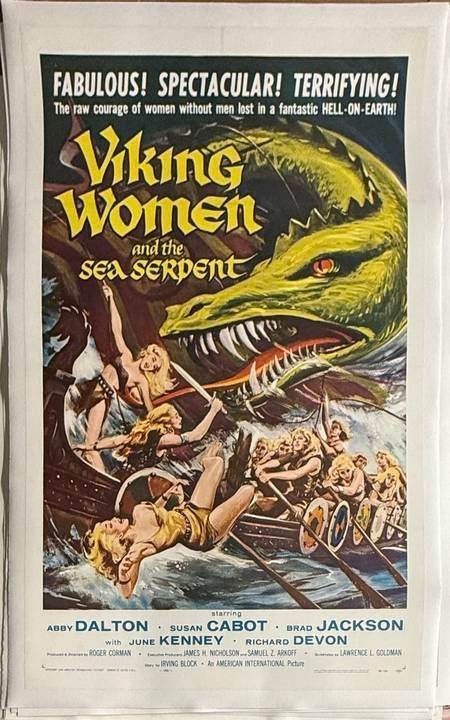 Viking Women and the Sea Serpent (1957) U.S. Linen Backed Poster – Directed by Roger Corman, starring Abby Dalton and Susan Cabot
